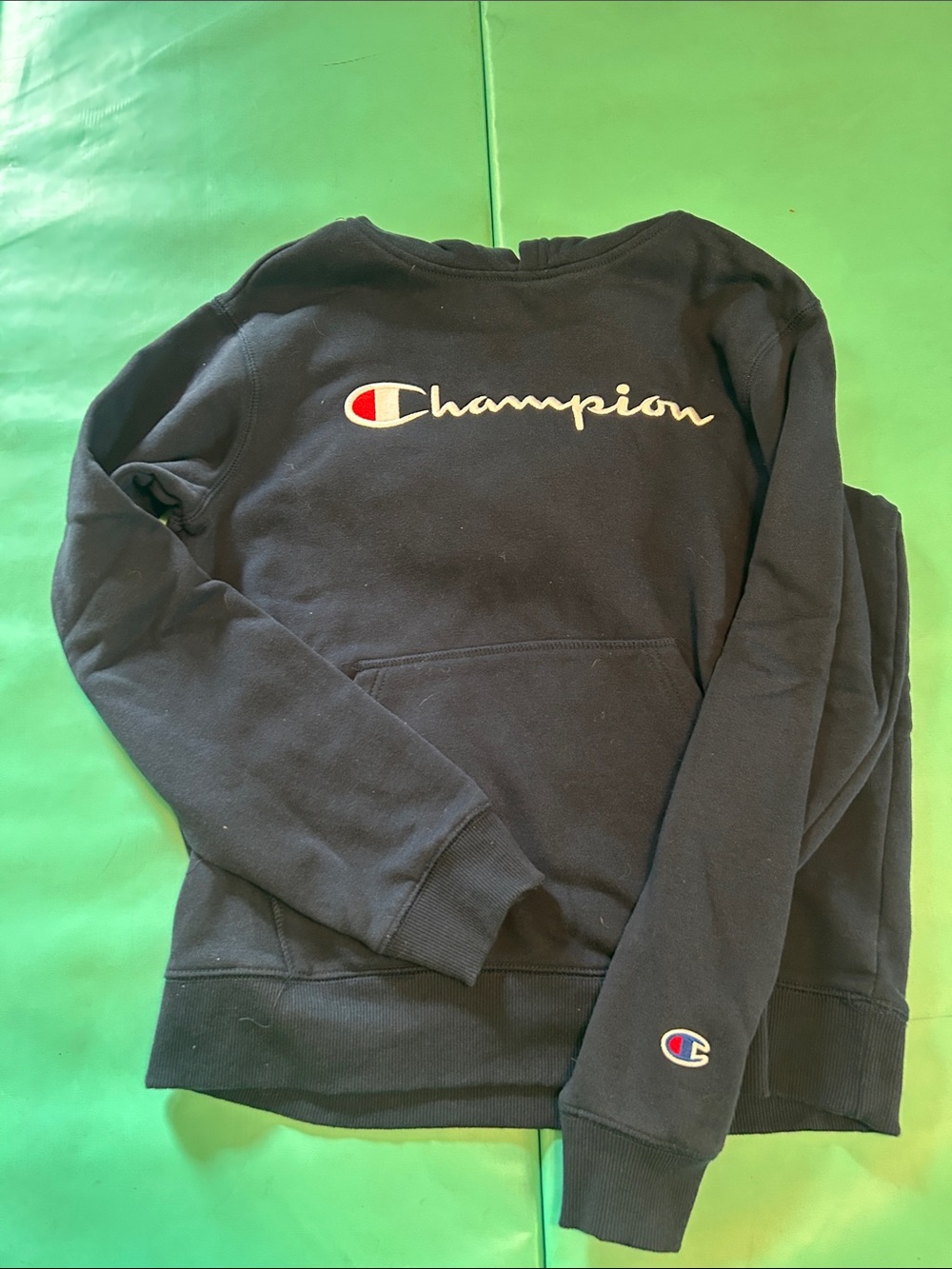 Champion Navy Hoodies with Script Logo